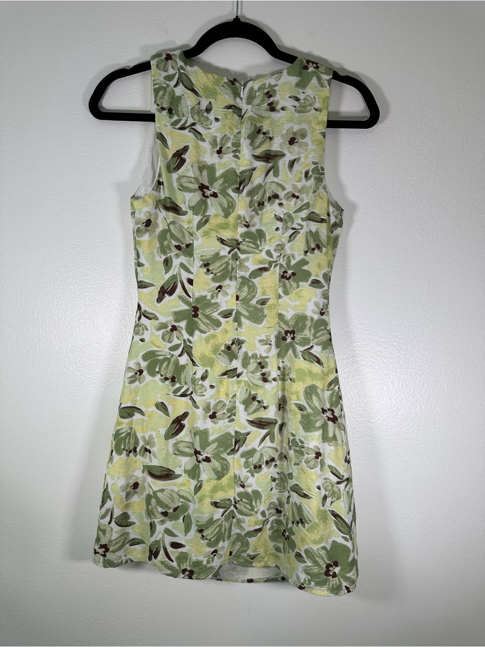 Lulus Green Floral Linen Blend Mini Dress XS Cottagecore - Picture 10 of 12